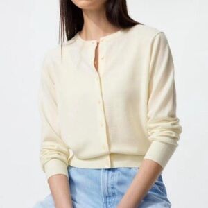 Butter yellow uniqlo cardigan